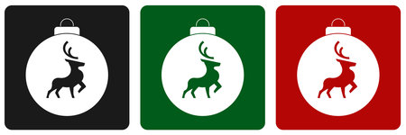Christmas tree toy - a ball with a deer. A set of illustrations.のイラスト素材