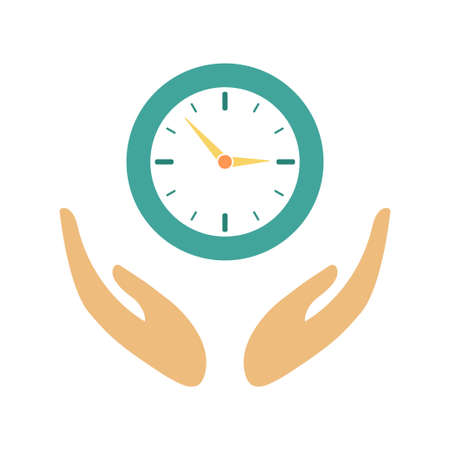 Clock in hand. Icon. Isolated on a white background. Illustrationのイラスト素材