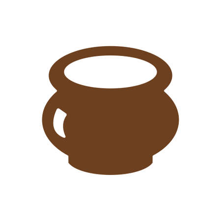 Dairy products in a clay pot. Vector illustration.のイラスト素材