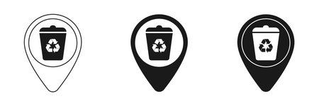 GPS localization on a map with a garbage container icon. Illustration.のイラスト素材