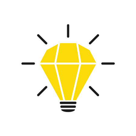 Diamond light bulb. Brilliant idea concept. Bulb polygonal vector icon. flat design illustration.