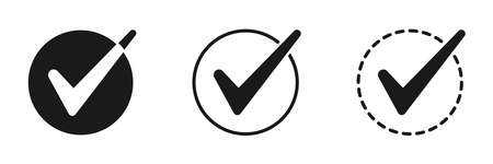 Set of black checkmark icons. Vector illustration isolated on white background.のイラスト素材