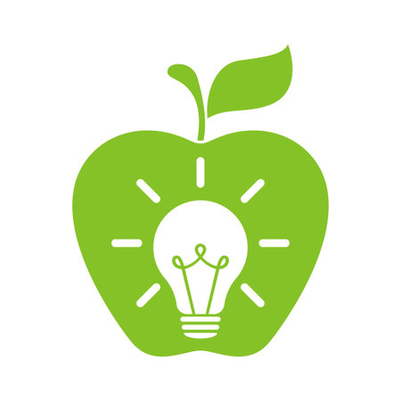 Apple icon on light bulb icon. Illustration.のイラスト素材
