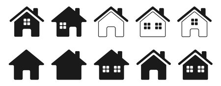 Set of home icons on a white background. Illustrationのイラスト素材