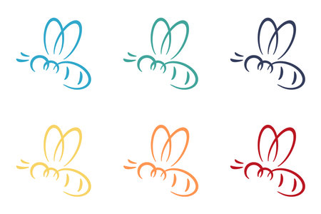 Bee icon. Set of illustrationsのイラスト素材