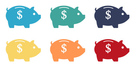 Pig badge. The concept of a piggy bankのイラスト素材