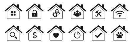 Set of home icons on a white background. Illustrationのイラスト素材