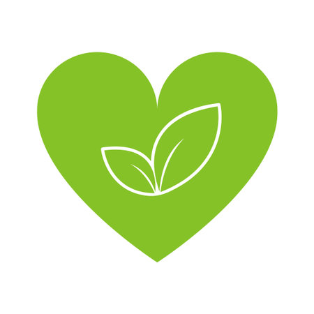Green leaf in the heart. Illustrationのイラスト素材