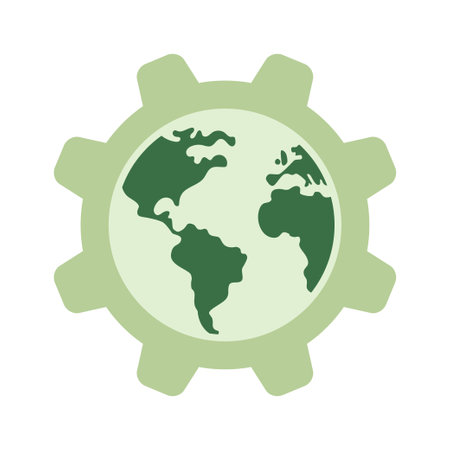 Earth globe and gears icon. Vector illustrationのイラスト素材