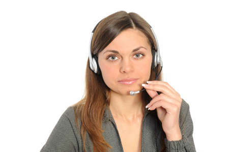 Young female customer service representative in headset.の写真素材