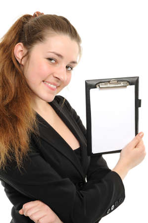  Portrait of the business woman with a folder representing something.の写真素材