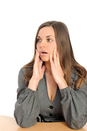 Portrait of the surprised womanの写真素材
