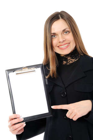 business woman with a folder representing something.の写真素材
