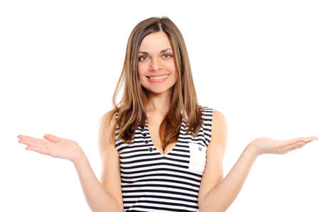  young  woman presenting copy-space の写真素材