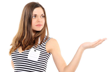  young  woman presenting copy-space の写真素材