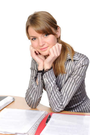 Portrait of business woman with a folder の写真素材