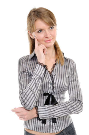 The positive thinking young business woman on a white backgroundの写真素材