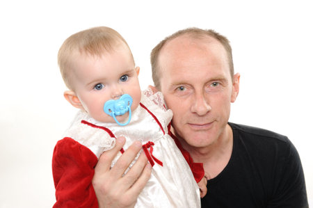 Father and daughter isolated over a white background