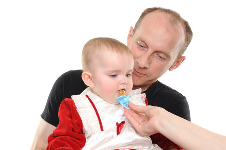Father and daughter isolated over a white background