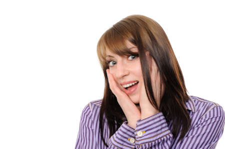 Shocked girl, isolated on a white background の写真素材