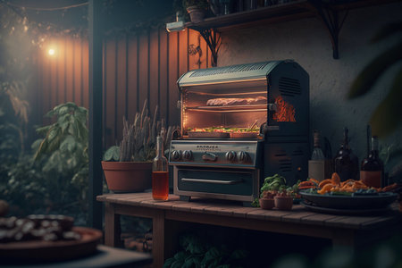 Barbecue grill in summer. Generative AIの素材