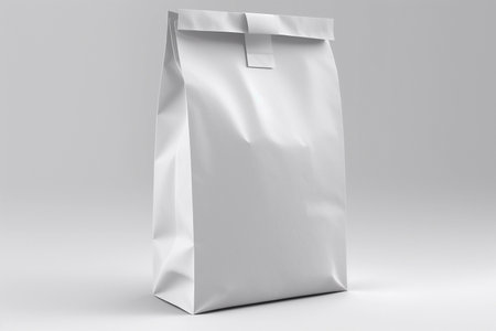 Craft small paper bag packaging template isolated on white background. Generative AIの素材