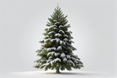 Christmas tree ready to decorate - on white background. Generative AIの素材