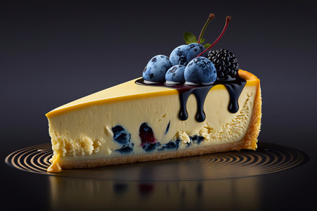 Homemade cheesecake with fresh berries. Generative AIの素材