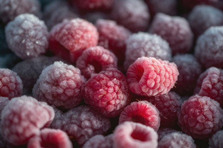 Frozen raspberry background. Generative AIの素材