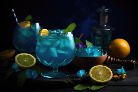 Blue lagoon punch cocktail drink. Generative AIの素材