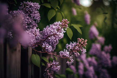 Beautiful purple background from lilac flowers close-up. Spring flowers of lilac. Generative AIの素材