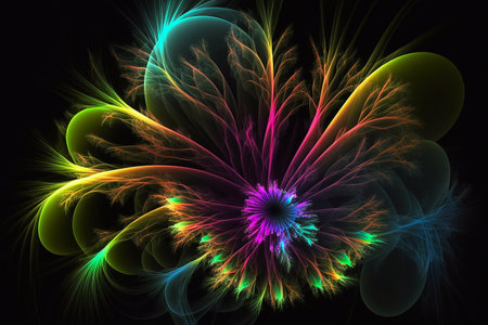 Colorful glowing lines. Generative AIの素材
