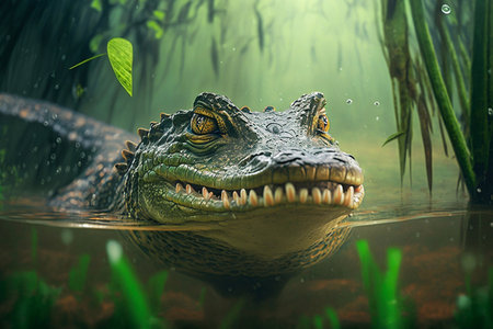 Alligator in the wild. Generative AIの素材