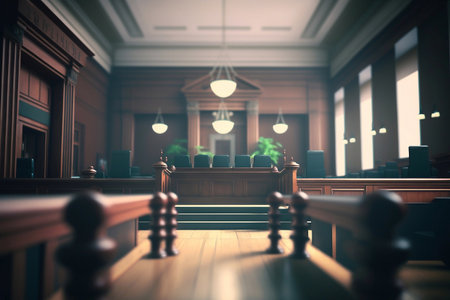 Interior of American courtroom. Generative AIの素材