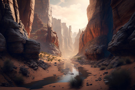 Water in the Beginning of the Grand Canyon. Generative AIの素材