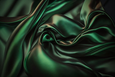 Close up view of green luxury silk background. Generative AIの素材