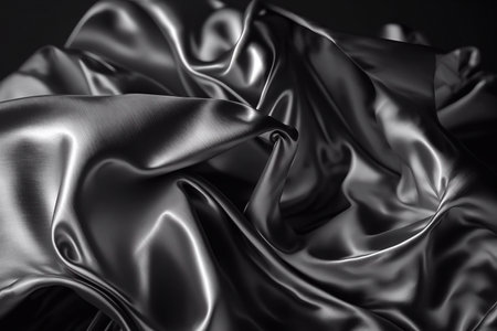 Background with a beautiful wavy silver fabric. Generative AIの素材