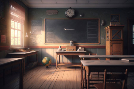 Interior of modern empty classroom. Generative AIの素材