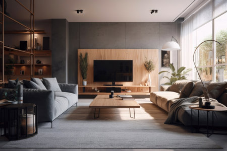 A comfortable living room filled with small details. Generative AIの素材
