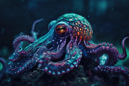 Colorful octopus. Generative AIの素材