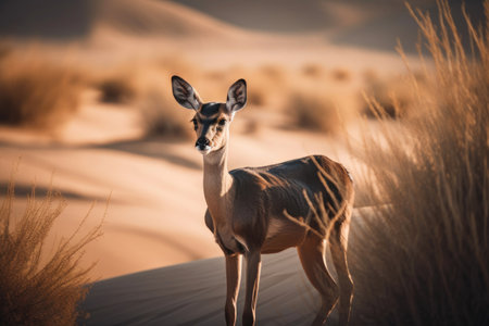 Deer in a desert. Generative AIの素材