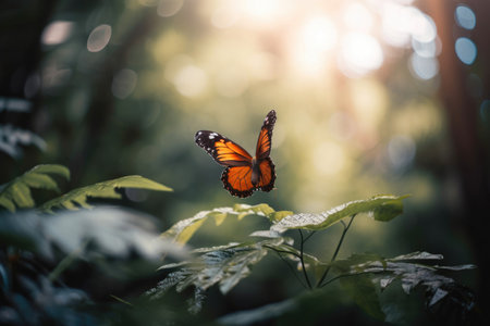 Bright orange butterfly. Generative AIの素材
