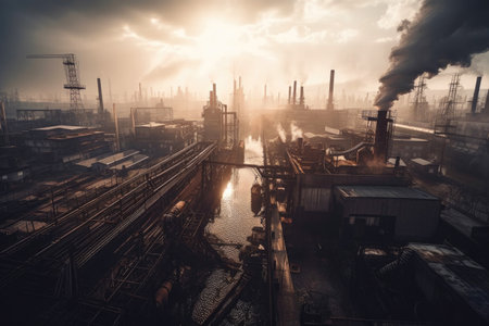 Emissions intensive factory area. Generative AIの素材