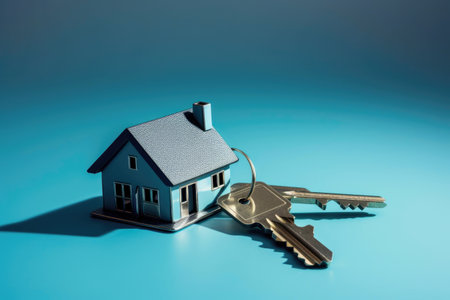 House keys with house shaped keychain. Generative AIの素材