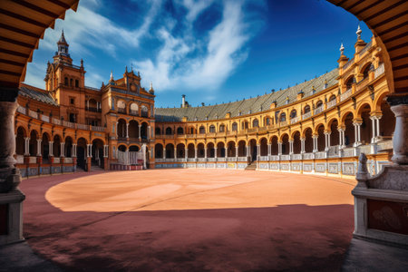 Panoramic view of the bullfight arena. Generative AIの素材
