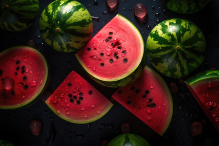 Fresh sliced watermelon. Generative AIの素材