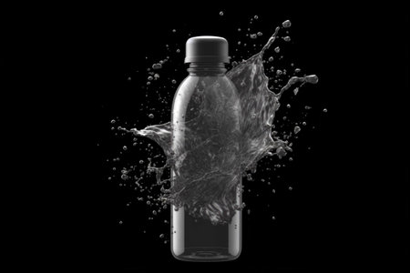 Gray matt simple splash creative abstract bottle plastic background black. Generative AIの素材