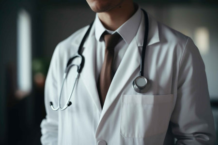Doctor with stethoscope around neck. Generative AIの素材