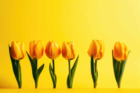 View of yellow tulips. Generative AIの素材