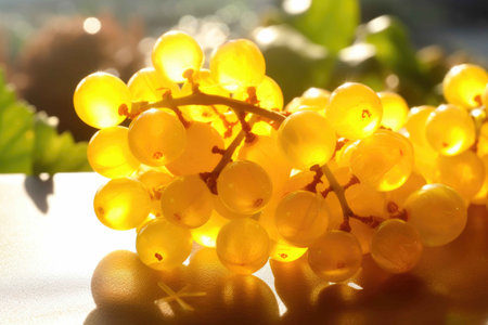 yellow grapes under sunlight. Generative AIの素材